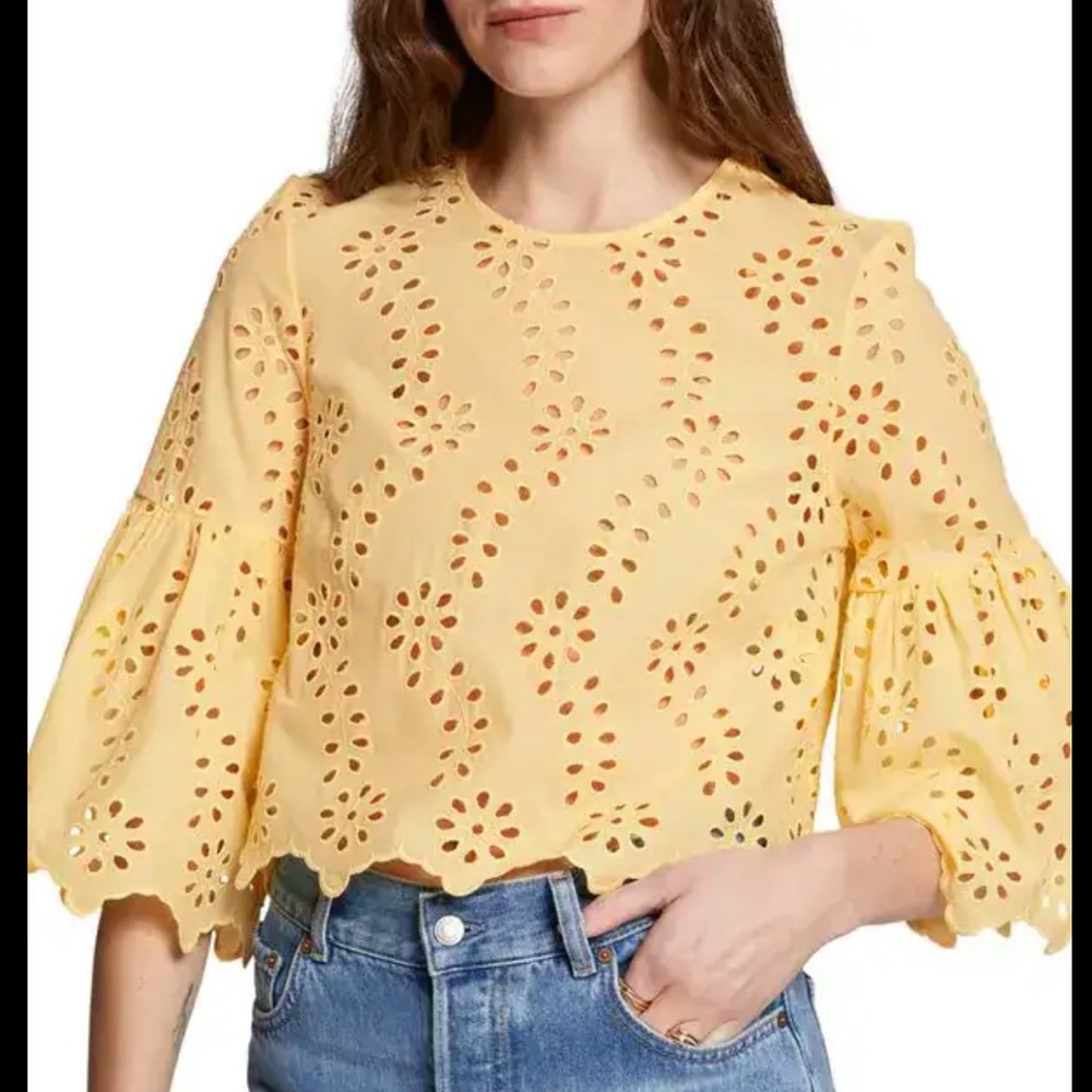 New! & Other Stories Yellow Eyelet Blouse